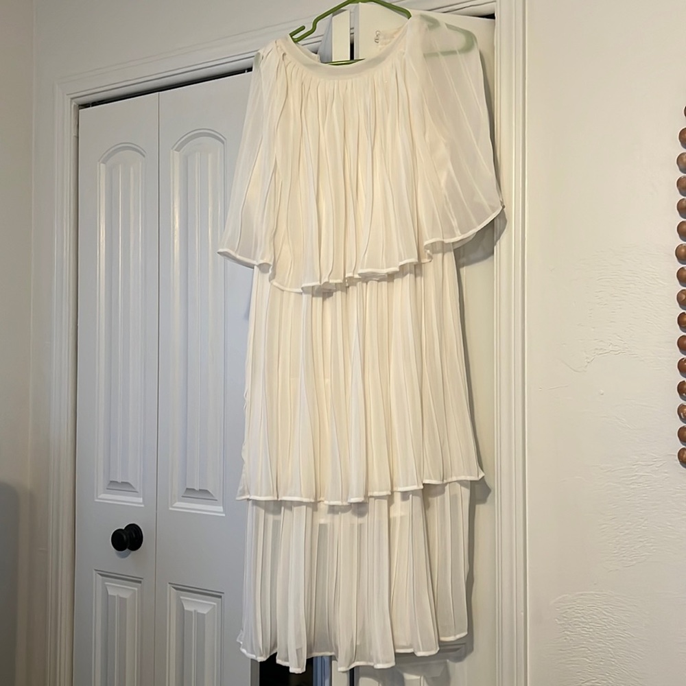White Pleated Dress